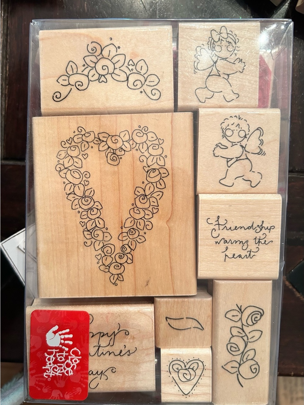 Close to My Heart Wooden Valentine’s Heart Stamp Set -9 stamps